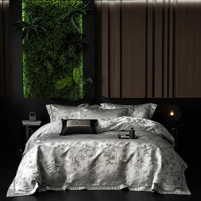 Luxury Weave: Bamboo Jacquard Egyptian Cotton Bedding Set