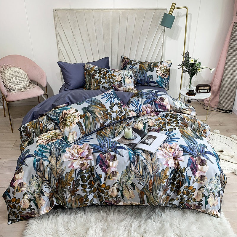 Artisan Bloom: Digital Print Cotton Bedding Set