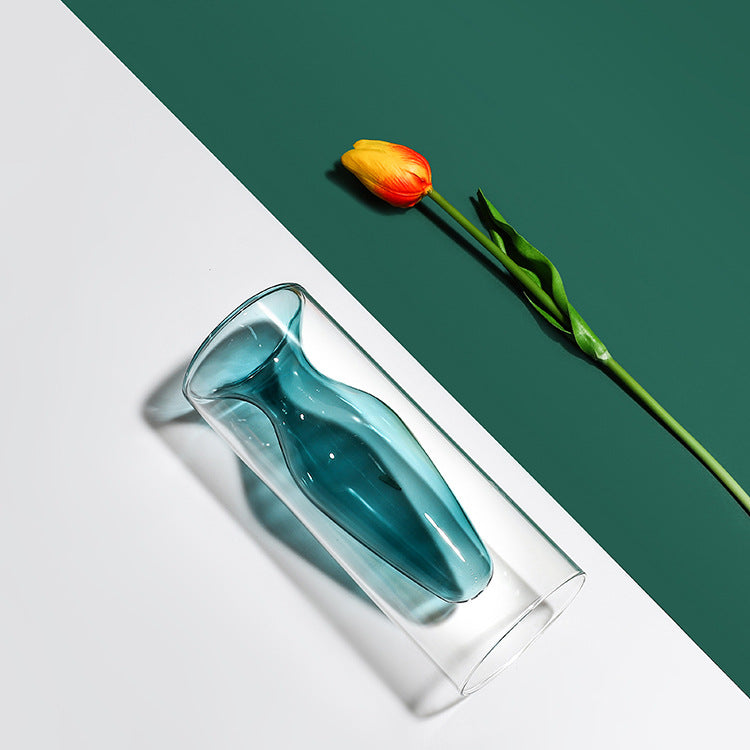 Nordic Glass Elegance: Colorful Transparent Vase