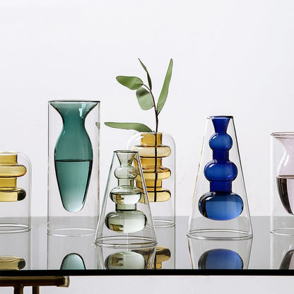 Nordic Glass Elegance: Colorful Transparent Vase