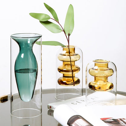 Nordic Glass Elegance: Colorful Transparent Vase