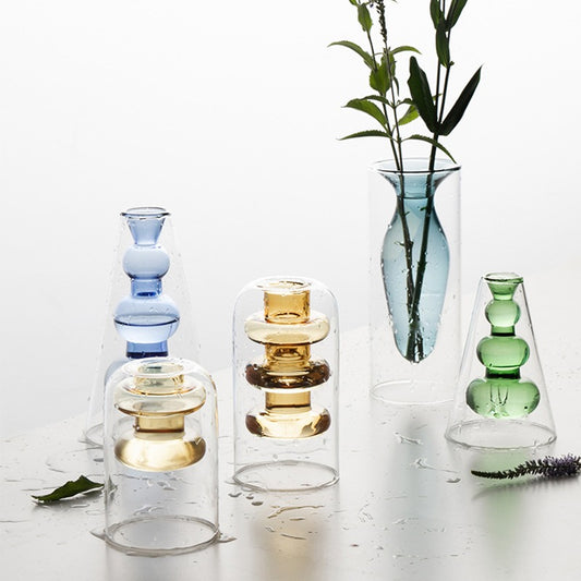 Nordic Glass Elegance: Colorful Transparent Vase