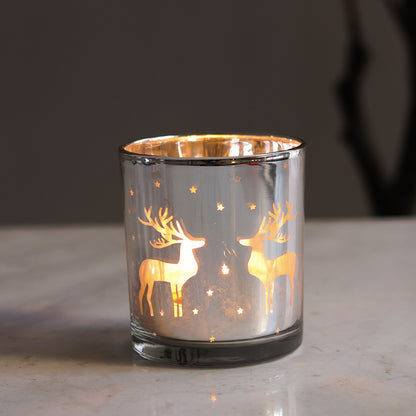 Festive Glass Candle Holder "Christmas Flame"