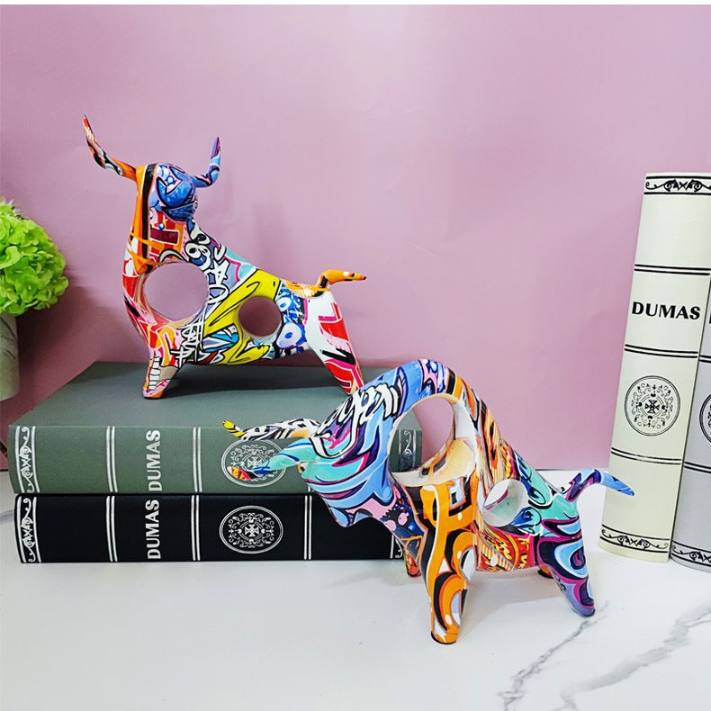 Vibrant Cow of Fortune: Light Luxury Desk Ornament