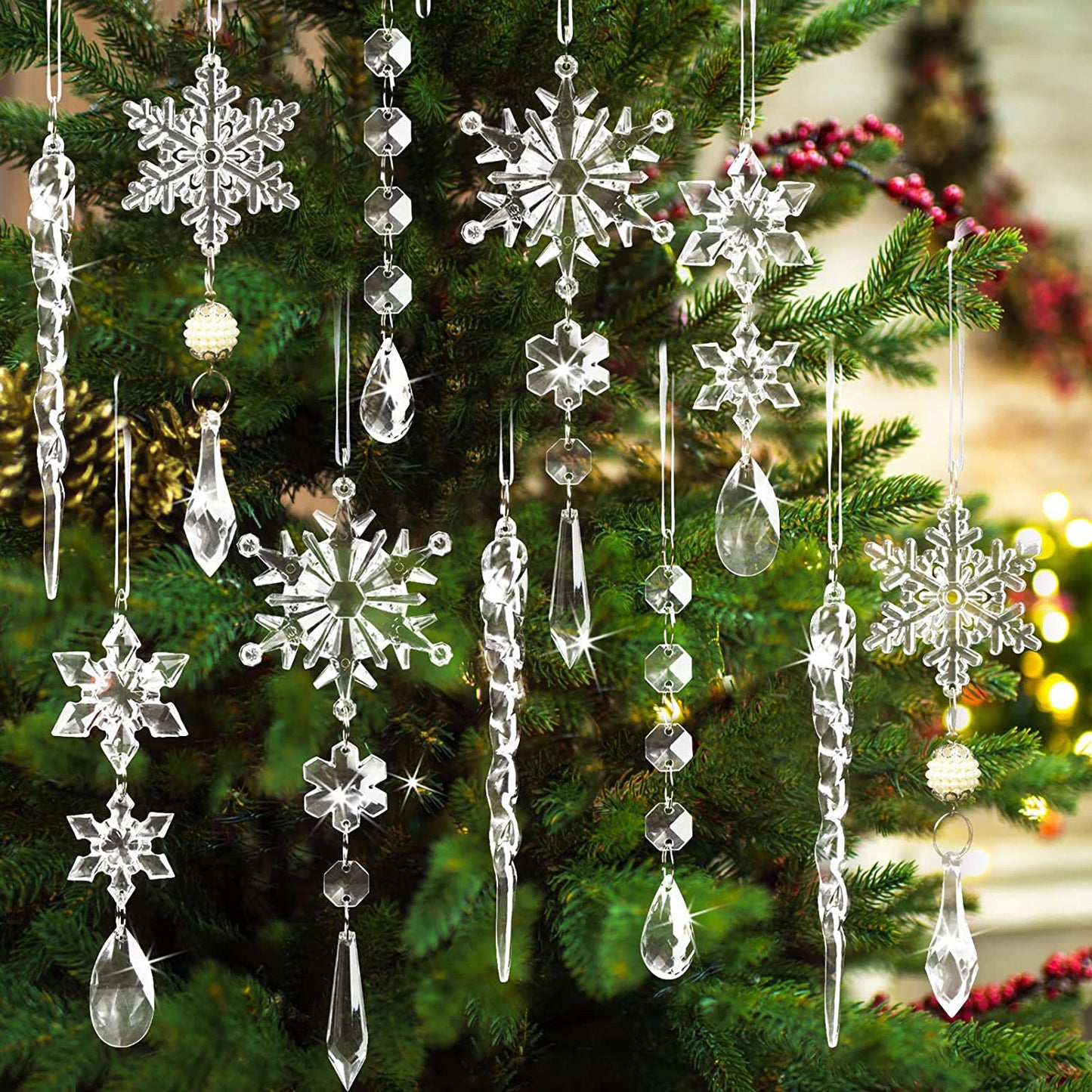 Festive Splendor: Christmas Tree Hanging Pendants (10pcs)