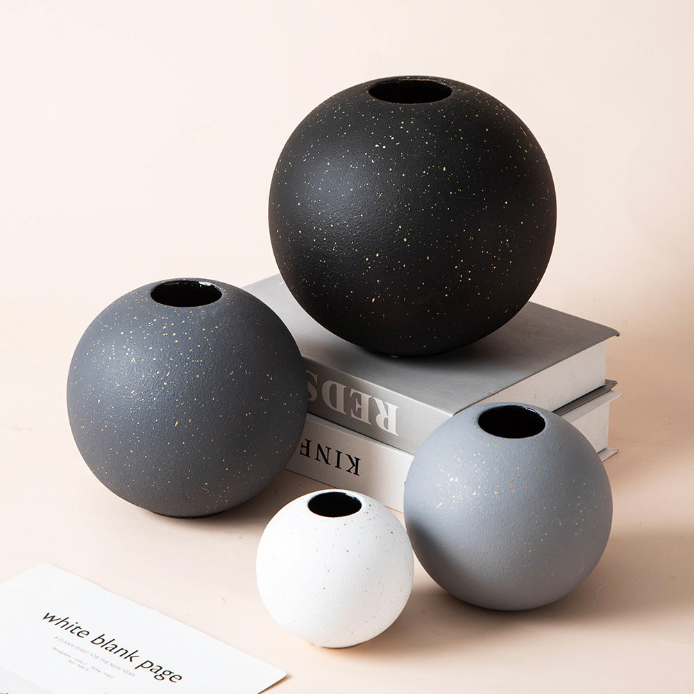 Monochrome Chic: Round Ceramic Vase