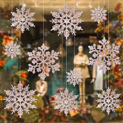 Yuletide Elegance: Christmas Window & Door Snowflakes / 36 pcs