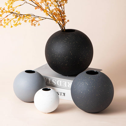 Monochrome Chic: Round Ceramic Vase