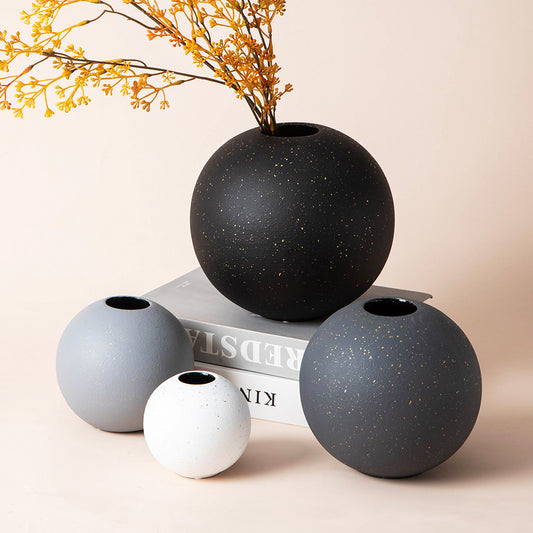 Monochrome Chic: Round Ceramic Vase